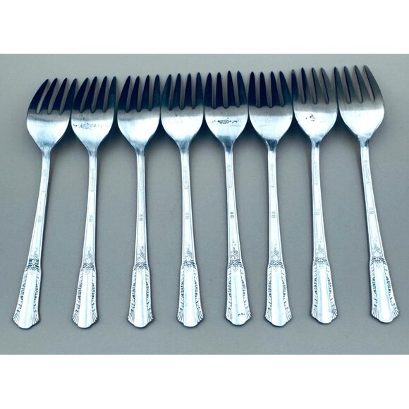 International Silver Rogers 1940 Treasure Silverplate Salad Forks Set Of 8 Vinta - Picture 6 of 10